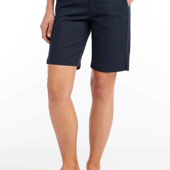 Vintage L.L.Bean Shorts 100% Cotton pleated high rise navy shorts size 14 - Picture 2 of 7